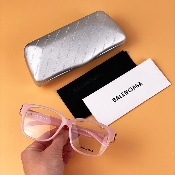 Balenciaga Everyday BB0104O 004 Eyeglasses Pink Gold Square Women - Picture 1 of 9